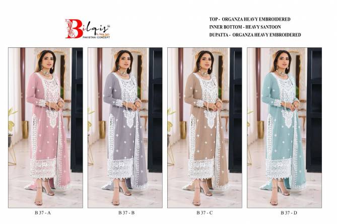 B 37 A To D By Bilqis Designer Organza Pakistani Suits Wholesale Shop In Surat
